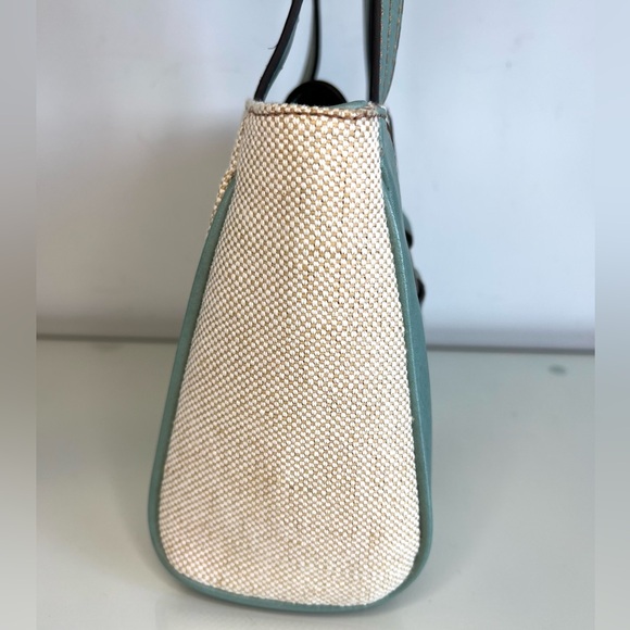 Etienne Aigner Handbag Purse Wicker Teal Blue Leather 9” - Picture 15 of 16